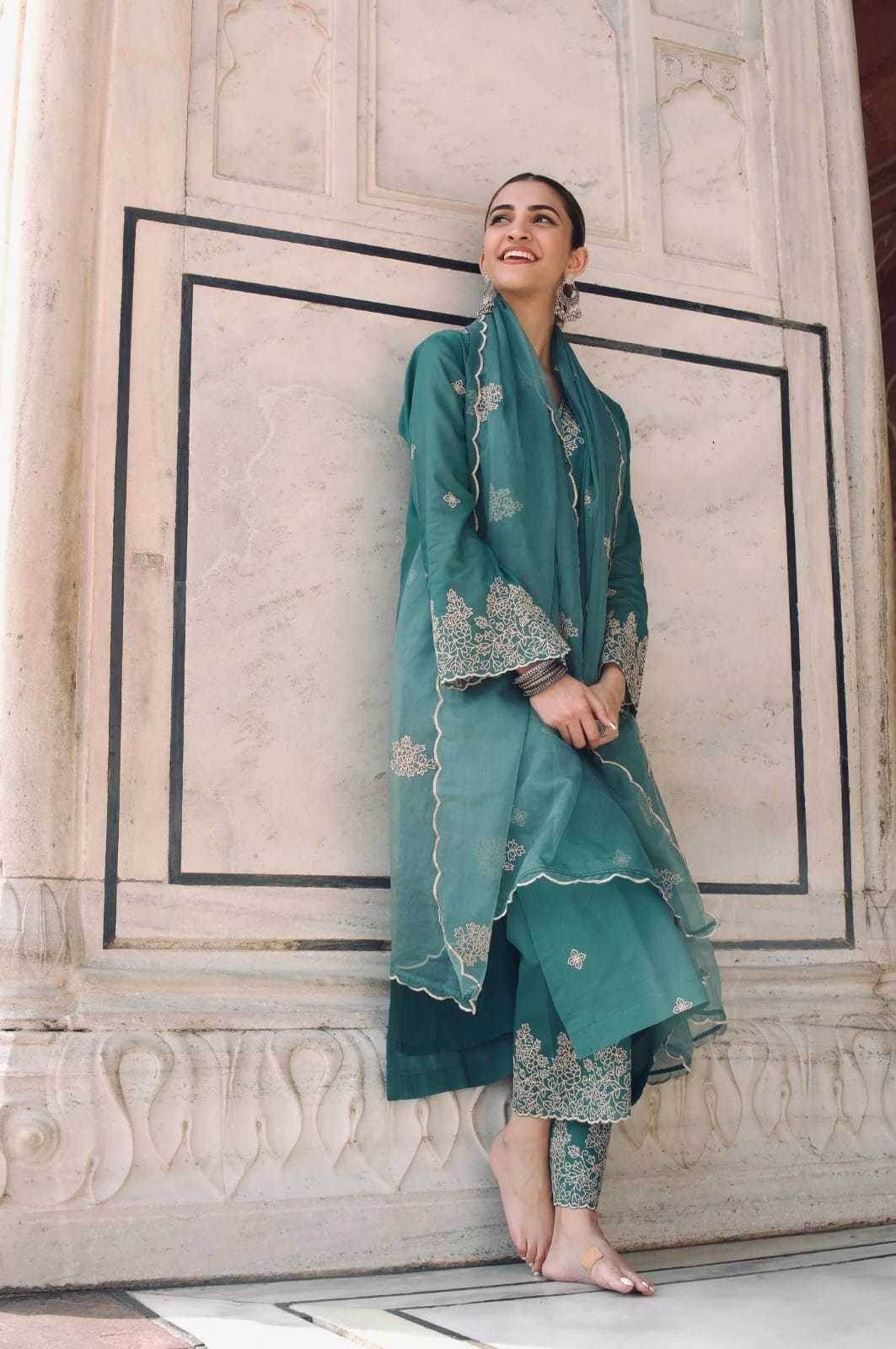 Viscose Chanderi Embroidered Kurti with Bottom and Dupatta - MYLUXURY LANE ENTERPRISE